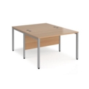 Maestro 25 back to back straight desks 1200mm x 1600mm - silver bench leg frame and beech top