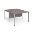 Maestro 25 back to back straight desks 1200mm x 1600mm - silver bench leg frame and grey oak top