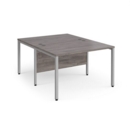 Maestro 25 back to back straight desks 1200mm x 1600mm - silver bench leg frame and grey oak top