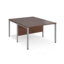 Maestro 25 back to back straight desks 1200mm x 1600mm - silver bench leg frame and walnut top
