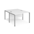 Maestro 25 back to back straight desks 1200mm x 1600mm - silver bench leg frame and white top