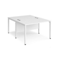 Maestro 25 back to back straight desks 1200mm x 1600mm - white bench leg frame and white top