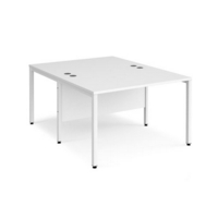Maestro 25 back to back straight desks 1200mm x 1600mm - white bench leg frame and white top