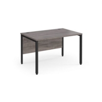 Maestro 25 straight desk 1200mm x 800mm - black bench leg frame and grey oak top