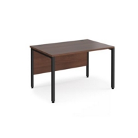 Maestro 25 straight desk 1200mm x 800mm - black bench leg frame and walnut top