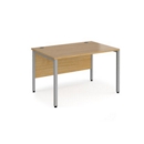Maestro 25 straight desk 1200mm x 800mm - silver bench leg frame and oak top
