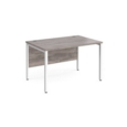 Maestro 25 straight desk 1200mm x 800mm - white bench leg frame and grey oak top