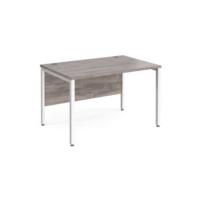 Maestro 25 straight desk 1200mm x 800mm - white bench leg frame and grey oak top