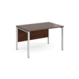 Maestro 25 straight desk 1200mm x 800mm - white bench leg frame and walnut top
