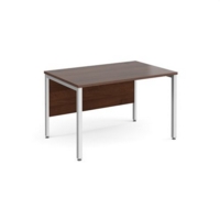 Maestro 25 straight desk 1200mm x 800mm - white bench leg frame and walnut top