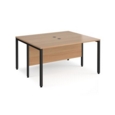 Maestro 25 back to back straight desks 1400mm x 1200mm - black bench leg frame and beech top