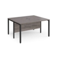Maestro 25 back to back straight desks 1400mm x 1200mm - black bench leg frame and grey oak top