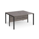 Maestro 25 back to back straight desks 1400mm x 1200mm - black bench leg frame and grey oak top