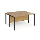 Maestro 25 back to back straight desks 1400mm x 1200mm - black bench leg frame and oak top