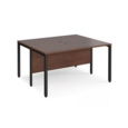 Maestro 25 back to back straight desks 1400mm x 1200mm - black bench leg frame and walnut top
