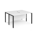 Maestro 25 back to back straight desks 1400mm x 1200mm - black bench leg frame and white top