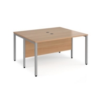 Maestro 25 back to back straight desks 1400mm x 1200mm - silver bench leg frame and beech top