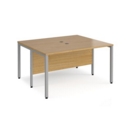 Maestro 25 back to back straight desks 1400mm x 1200mm - silver bench leg frame and oak top