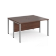 Maestro 25 back to back straight desks 1400mm x 1200mm - silver bench leg frame and walnut top