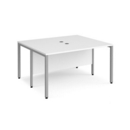 Maestro 25 back to back straight desks 1400mm x 1200mm - silver bench leg frame and white top
