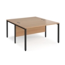 Maestro 25 back to back straight desks 1400mm x 1600mm - black bench leg frame and beech top