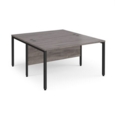Maestro 25 back to back straight desks 1400mm x 1600mm - black bench leg frame and grey oak top