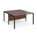 Maestro 25 back to back straight desks 1400mm x 1600mm - black bench leg frame and walnut top