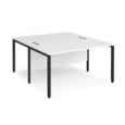 Maestro 25 back to back straight desks 1400mm x 1600mm - black bench leg frame and white top
