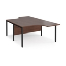 Maestro 25 back to back ergonomic desks 1400mm deep - black bench leg frame and walnut top