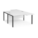 Maestro 25 back to back ergonomic desks 1400mm deep - black bench leg frame and white top