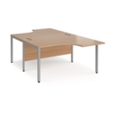 Maestro 25 back to back ergonomic desks 1400mm deep - silver bench leg frame and beech top