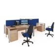 Maestro 25 back to back ergonomic desks 1400mm deep - silver bench leg frame and oak top