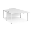Maestro 25 back to back ergonomic desks 1400mm deep - white bench leg frame and white top