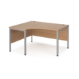 Maestro 25 left hand ergonomic desk 1400mm wide - silver bench leg frame and beech top