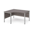 Maestro 25 left hand ergonomic desk 1400mm wide - silver bench leg frame and grey oak top