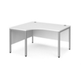 Maestro 25 left hand ergonomic desk 1400mm wide - silver bench leg frame and white top
