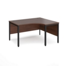 Maestro 25 right hand ergonomic desk 1400mm wide - black bench leg frame and walnut top