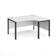 Maestro 25 right hand ergonomic desk 1400mm wide - black bench leg frame and white top