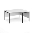 Maestro 25 right hand ergonomic desk 1400mm wide - black bench leg frame and white top