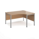 Maestro 25 right hand ergonomic desk 1400mm wide - silver bench leg frame and beech top