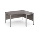 Maestro 25 right hand ergonomic desk 1400mm wide - silver bench leg frame and grey oak top