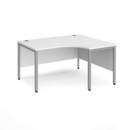 Maestro 25 right hand ergonomic desk 1400mm wide - silver bench leg frame and white top