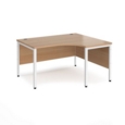 Maestro 25 right hand ergonomic desk 1400mm wide - white bench leg frame and beech top