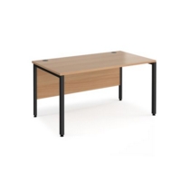 Maestro 25 straight desk 1400mm x 800mm - black bench leg frame and beech top