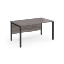 Maestro 25 straight desk 1400mm x 800mm - black bench leg frame and grey oak top