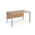 Maestro 25 straight desk 1400mm x 800mm - silver bench leg frame and beech top