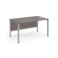 Maestro 25 straight desk 1400mm x 800mm - silver bench leg frame and grey oak top