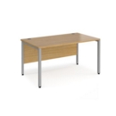 Maestro 25 straight desk 1400mm x 800mm - silver bench leg frame and oak top