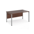 Maestro 25 straight desk 1400mm x 800mm - silver bench leg frame and walnut top