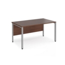 Maestro 25 straight desk 1400mm x 800mm - silver bench leg frame and walnut top